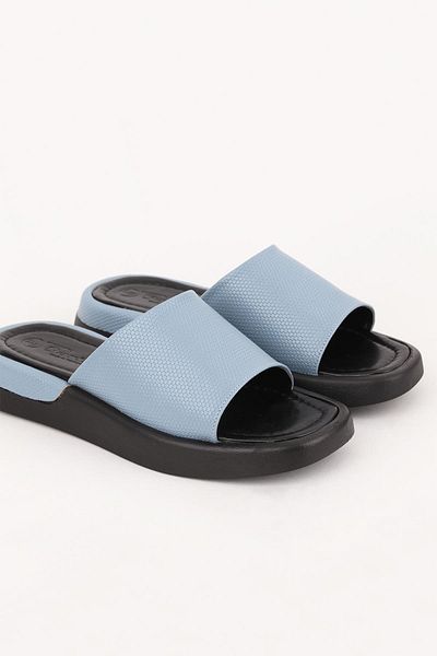 PARİS Γυναικείες παντόφλες με επίπεδη σόλα Baby Blue Honeycomb