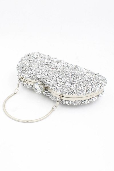 Chantaky 032 3000 Silver Crystal Stone Double Sided Evening Dress Evening Bag