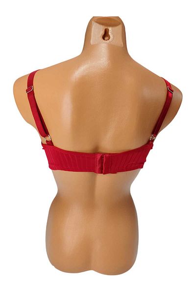 wear treasure C Cup Wired Sponge Hollow Cross Strap Red Bra