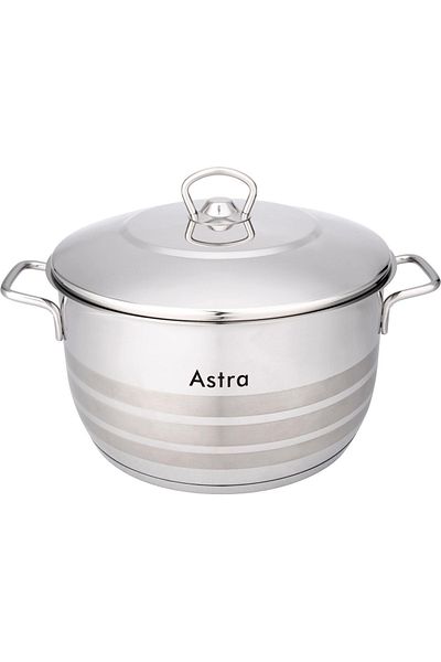Astra 9-piece Cookware Set - 18/10 Cr-ni Stainless Steel - 3 Deep Pots - 1 Low Pot - 1 Frypan