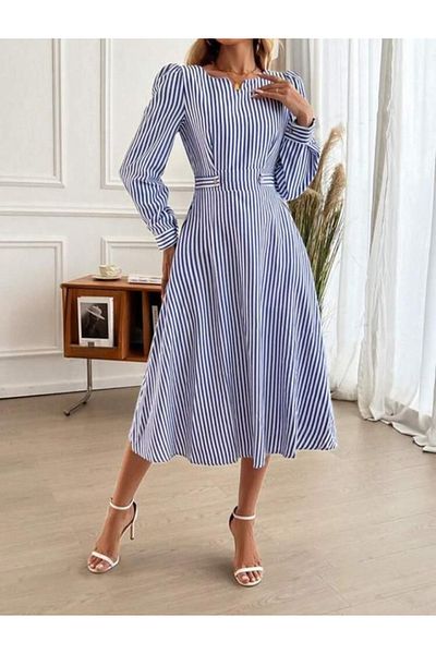 TUA MODA TUA MODA Γυναικείο μακρυμάνικο πλεκτό μίντι φόρεμα με τσέπες