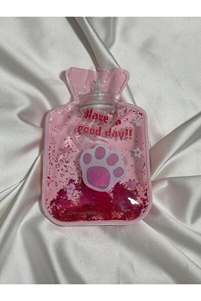 Genel Markalar Pembe Renk Pati Motifli Simli Sıcak Su Torbası 200 ml 12x15 cm