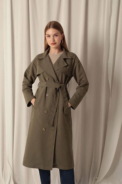 TUFEYO Torino Fabric Liquid Proof Maxi Length Women's Khaki Trench Coat