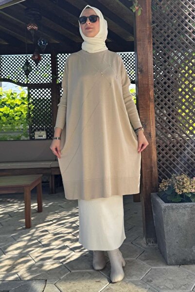 Rabia Şamlı Stone Color Melda Knitwear Tunic