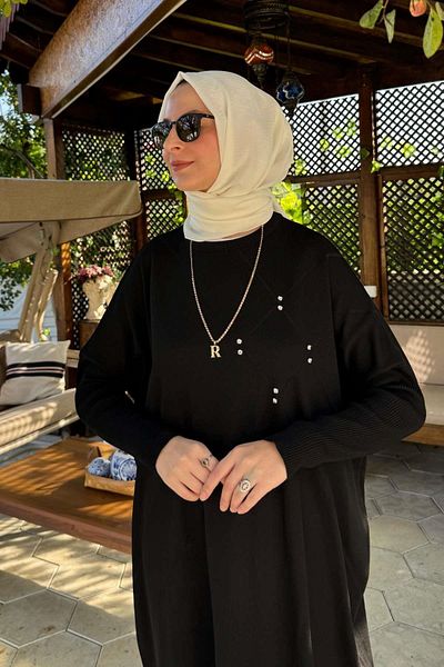 Rabia Şamlı Μαύρο πλεκτό τουνίκ Melda