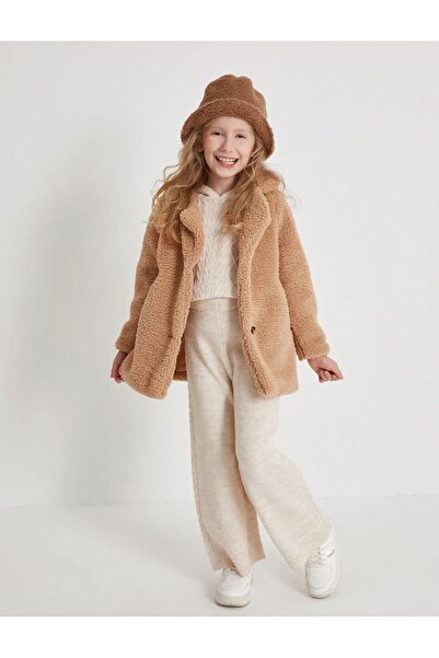 Lolliboomkids Girls' New Season Trend Plush Fur Coat with Button Closure Satin Inside Lining