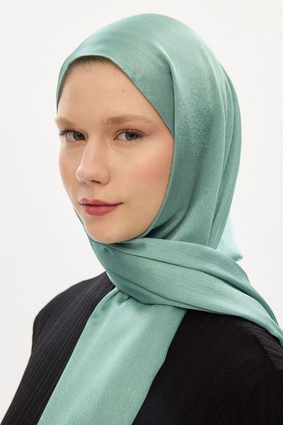 hijabchi Γυαλιστερό μεταξένιο βραδινό φόρεμα Janjan Shawl - Water Green