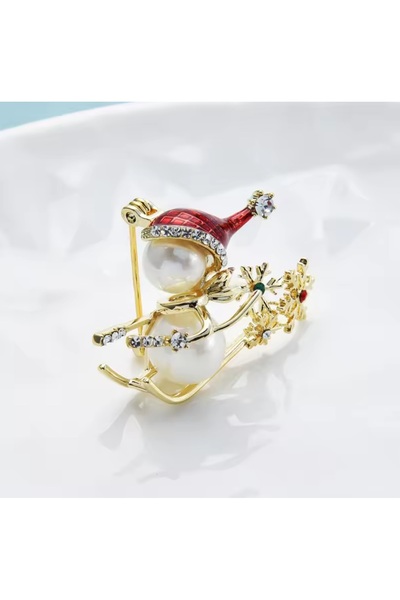 TMD AKSESUAR Kızaklı Kardan Adam Yeniyıl Konseptli Broş