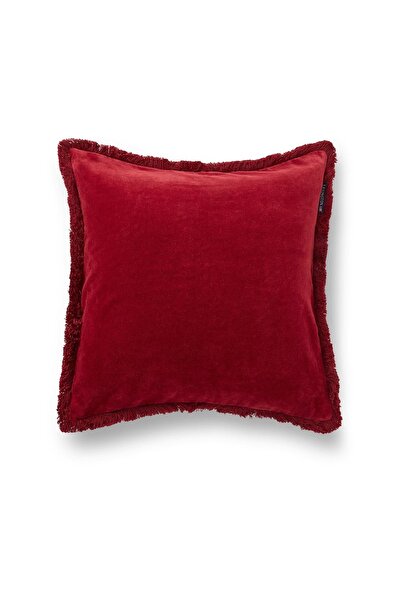 Loom Craft Kırmızı Saçaklı Kadife Kırlent Kılıfı 60x60 cm