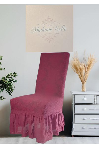 MADAME BELLA 1 τεμάχιο μπορντό ζακάρ μοτίβο σάλι υψηλής ποιότητας εύκαμπτο με φούστα που πλένεται κάλυμμα καρέκλας χωρίς γούνα
