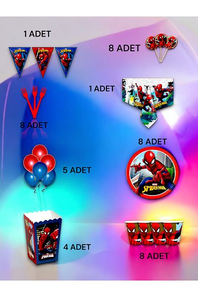 VibeHome 8-Person Spiderman Themed Luxury Set - Birthday Party and Fun Events