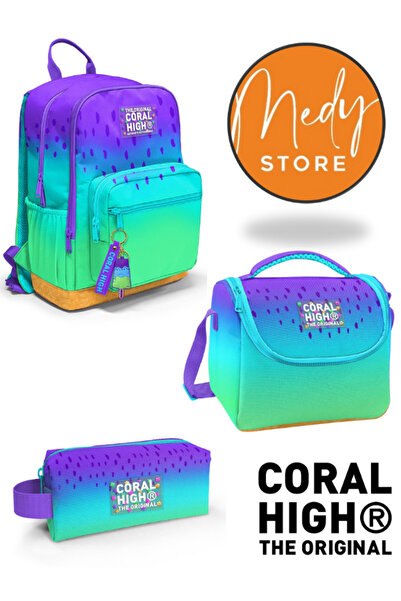 Coral High Mor Lila Renk Geçişli 3’lü Okul Çanta Seti