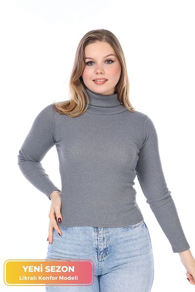 JAWEN Women's New Season Turtleneck Full Neck Slim Fit Soft Texture Flexible Comfort Model Knitwear Sweater