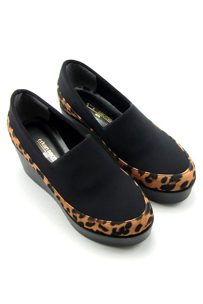 Erkan Saçmacı Pantofi casual cu toc cu pană stretch Sofia Black Leopard