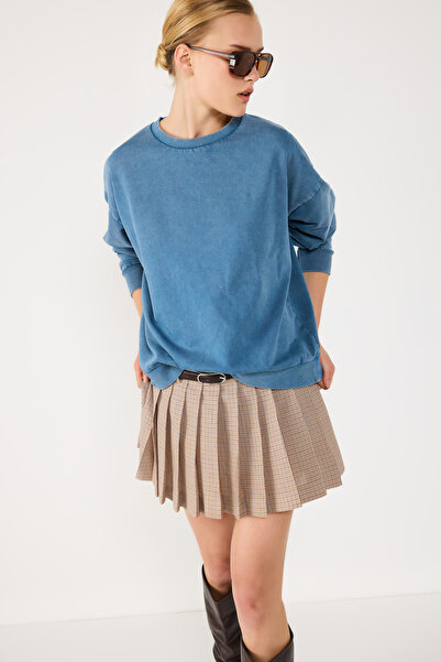 No Matter What Crew Neck Basic Acid Washable Sweatshirt
