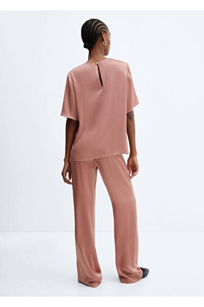 MANGO Woman Beli Lastikli Saten Pantolon