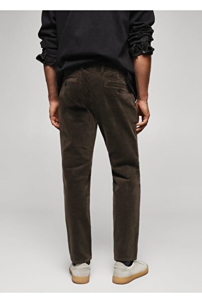 MANGO Man Dar Kesim Mikro Fitilli Kadife Pantolon