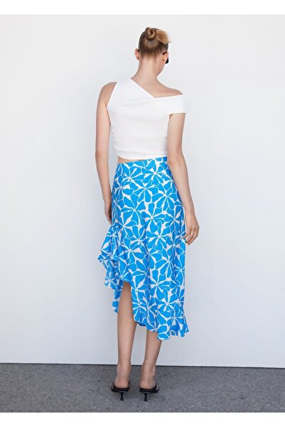 MANGO Woman Desenli asimetrik etek