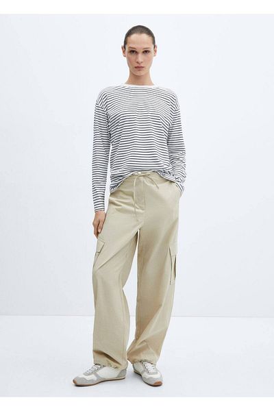 MANGO Woman Pruhované oversize tričko