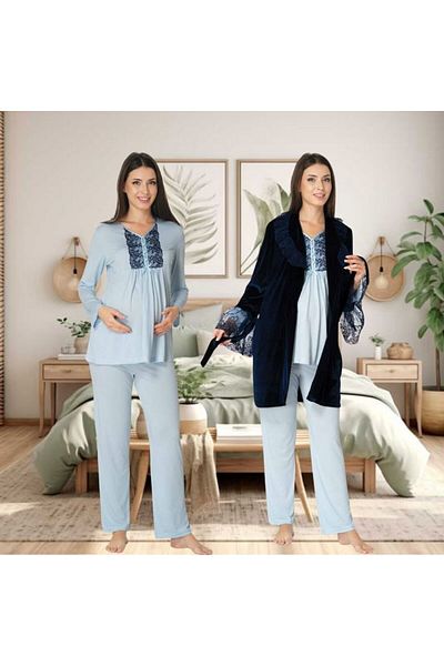 Effortt Venera Maternity Pregnant 3-Piece Lace Detailed Elegant Maternity Set