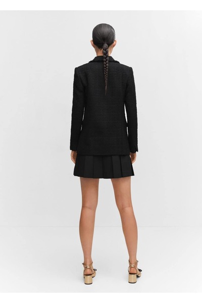 MANGO Woman Mücevher Düğme Tweed Amerikan Ceket