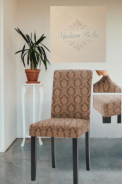 MADAME BELLA Υψηλής ποιότητας 1 τεμάχιο κάλυμμα καρέκλας Açık Khve Jacquard Esnk - Ελαστικό και πλένεται