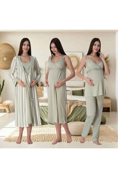 Effortt Venera Maternity Pregnant 3-Piece Lace Detailed Elegant Maternity Set