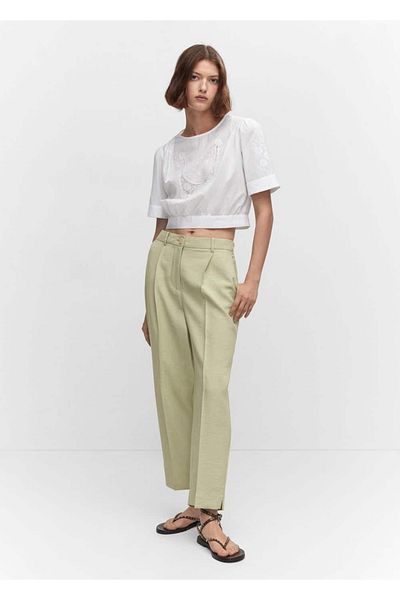 MANGO Woman Pantaloni plisați cu croială dreaptă