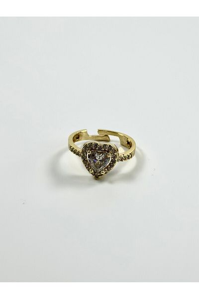 Store 316L Steel's White Stone Heart Gold Ring