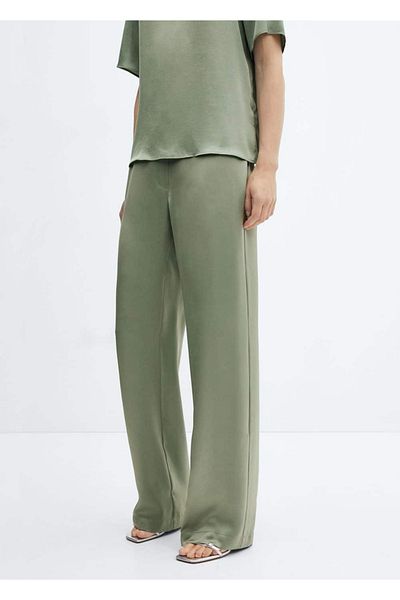 MANGO Woman Pantaloni din satin - cu talie elastica