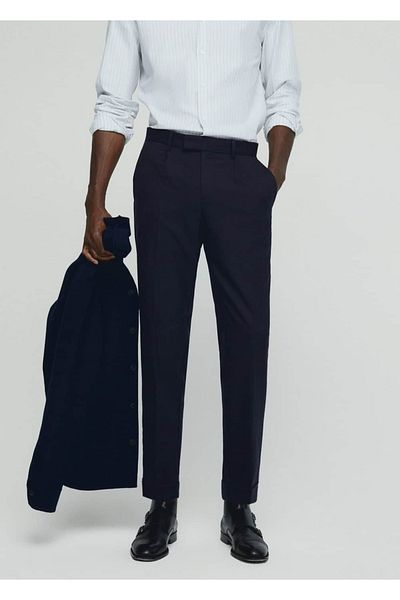 MANGO Man Pleat detailed wool pants
