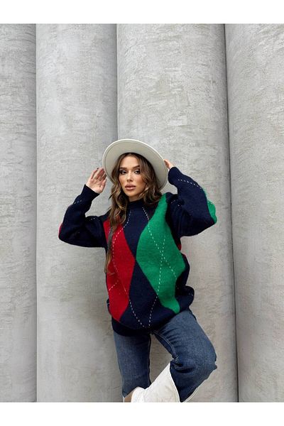 İLKCET MODA Pulover de damă oversize color block