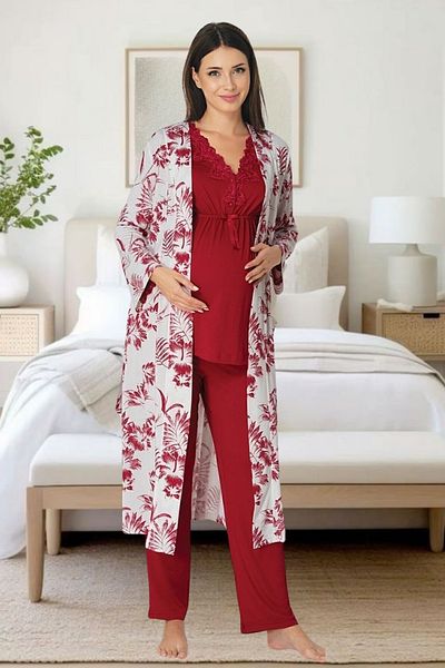 Effortt Venera Maternity Pregnant 3-Piece Lace Detailed Elegant Maternity Set