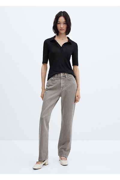 MANGO Woman Short Sleeve Buttoned Polo Shirt