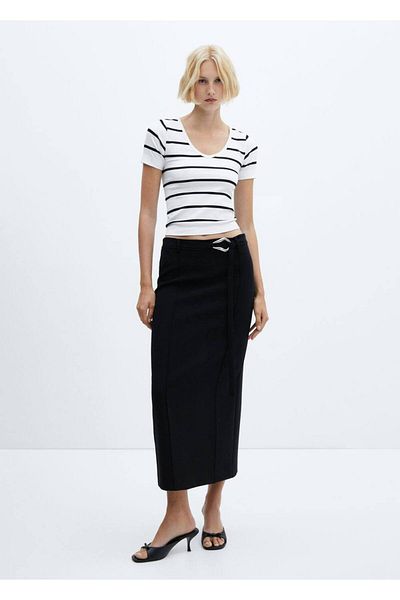 MANGO Woman Tricou fără cusături în dungi