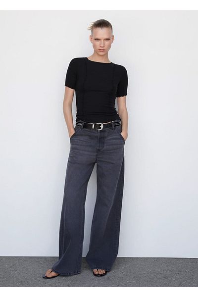 MANGO Woman T-shirt with decorative stitching