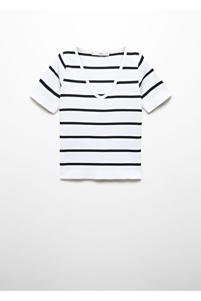 MANGO Woman Ριγέ μπλουζάκι χωρίς ραφή