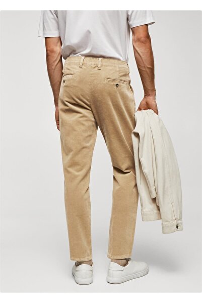 MANGO Man Dar Kesim Crop Fitilli Kadife Pantolon