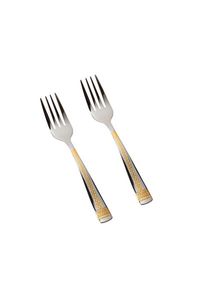 Dania Set of 6 stainless steel dessert forks with golden decor