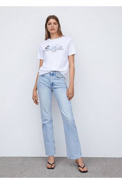 MANGO Woman Tricou din bumbac cu model
