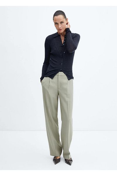 MANGO Woman Pantaloni plisați cu croială dreaptă
