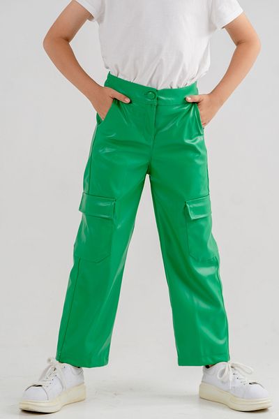 GİYİCEM Girl's Leather Pants 2529 - Cargo Pocket