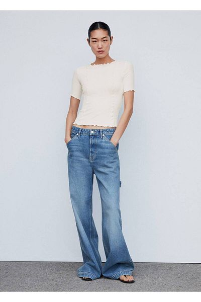 MANGO Woman Tricou cu cusături decorative