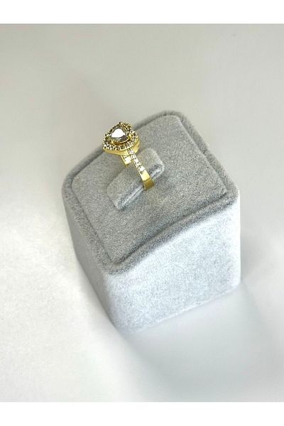 Store 316L Steel's White Stone Heart Gold Ring