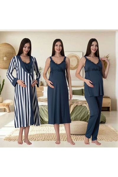 Effortt Venera Maternity Pregnant 3-Piece Lace Detailed Elegant Maternity Set