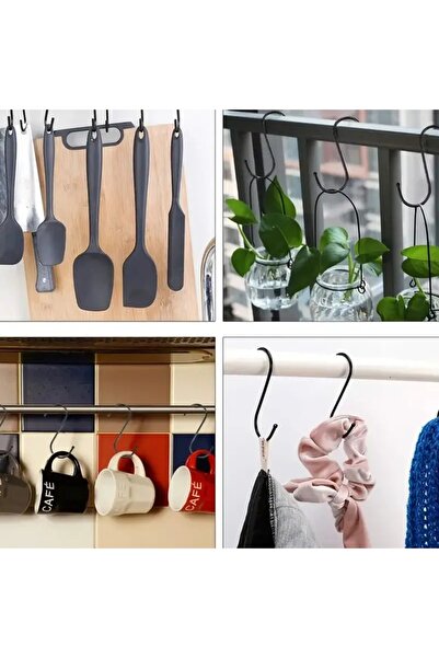 VENON 10Pcs Black Practical Hanging Metal Hooks - S, Es, Bathroom Hook, Iron Hook