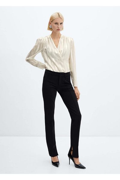 MANGO Woman Bluse mit Wickelschnitt und Blumenmuster