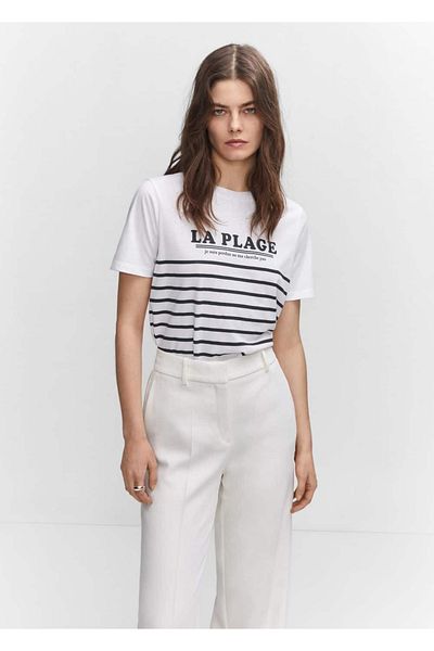 MANGO Woman Tricou din bumbac cu model barca