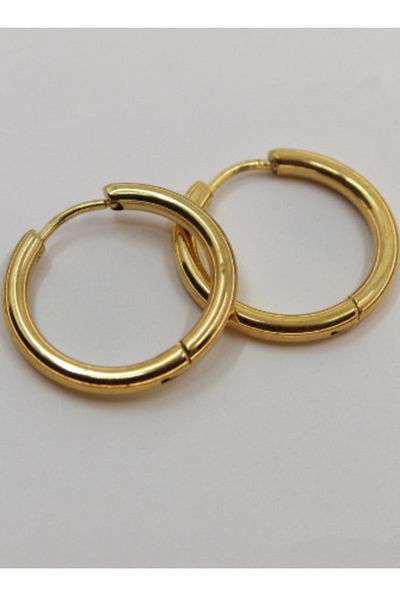 Set Antiallergic Stainless Steel - Gold Plated Hoop Earrings (1.6 mm)