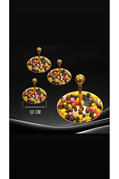 Tiamo Small 4 Kişilik Kahve Sunum Çelik Ikramlık Tabağı 18/10 Altın Kaplama